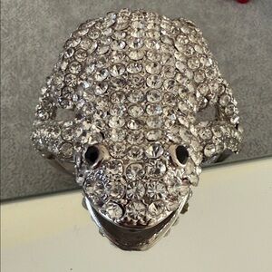 Hinged frog clamper bracelet featuring rhinestone embellishments